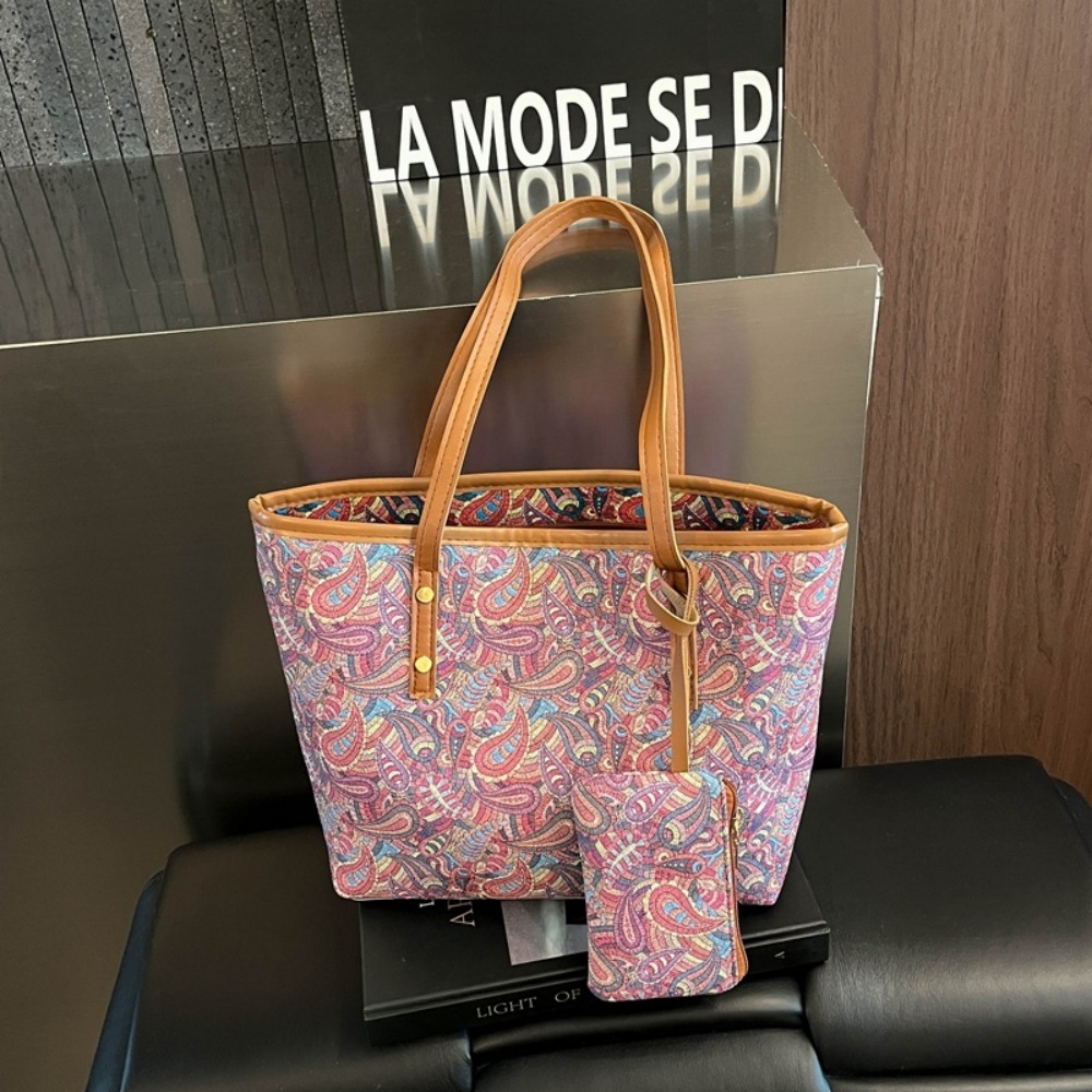 Coin Purse Women - 2 ชิ้น/เซ็ต กระเป๋าถือผู้หญิงขนาดใหญ่ พร้อมกระเป๋าใส่เหรียญ แฟชั่นเกาหลี กระเป๋าสะพายใต้วงแขนอเนกประสงค์