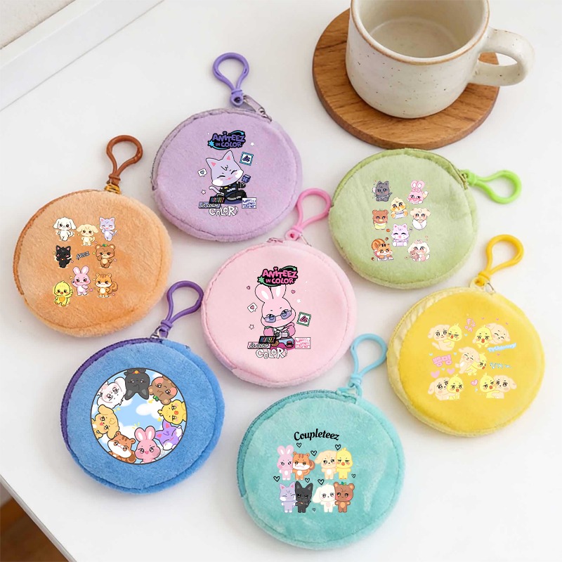 Coin Purse Women - กระเป๋าใส่เหรียญพวงกุญแจลายการ์ตูนอนิเมะ Kpop ATEEZ สำหรับผู้หญิงผู้ชาย แฟชั่นกลางแจ้ง กระเป๋าใบเล็ก