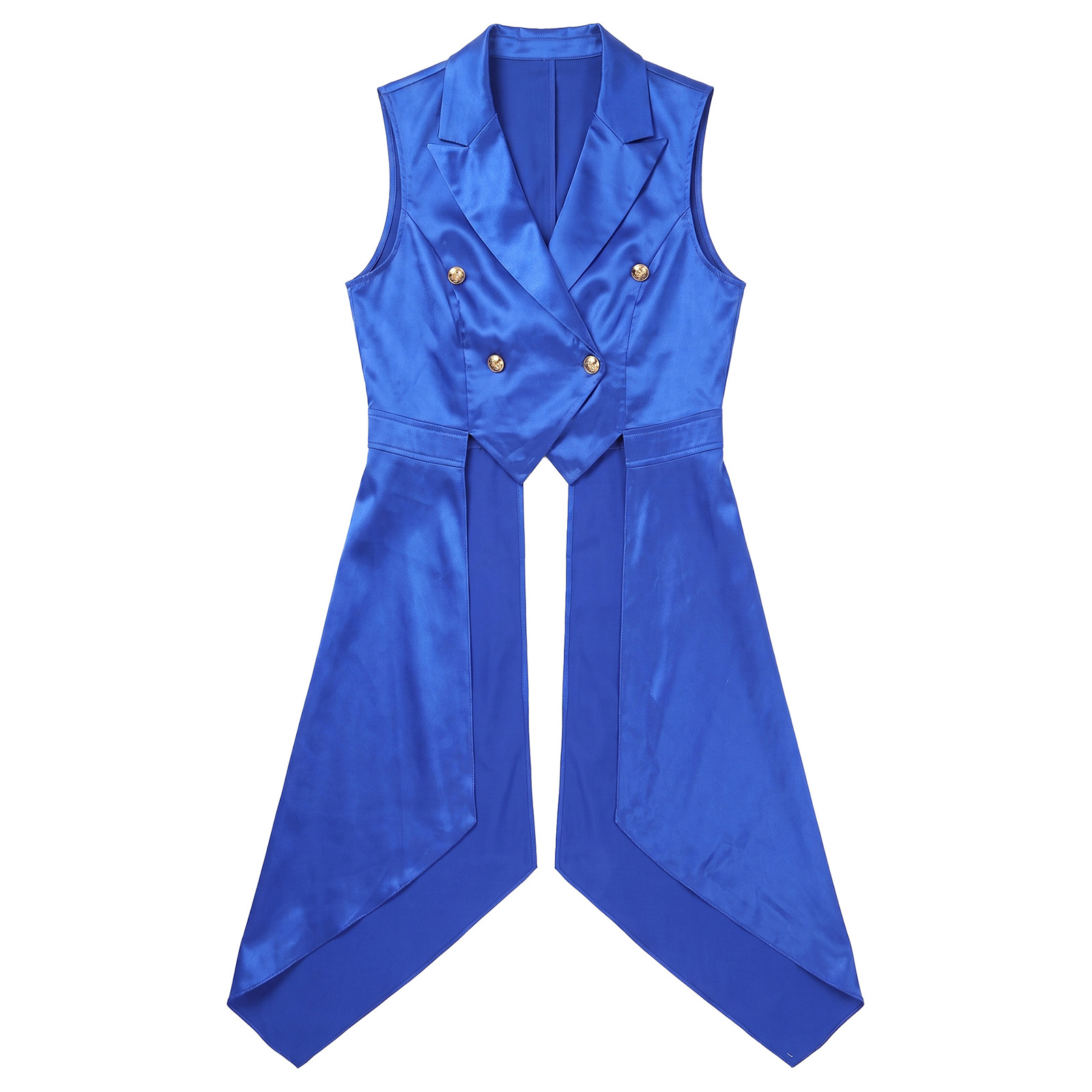 Women'S Fashion Victorian - เสื้อกั๊กสตรีสไตล์วิคตอเรียน แขนกุด ผ้าซาติน คอปก ชายเสื้อไม่สมมาตร เสื้อกั๊กสำหรับงานปาร์ตี้ฮาโลวีนและสวมบทบาท
