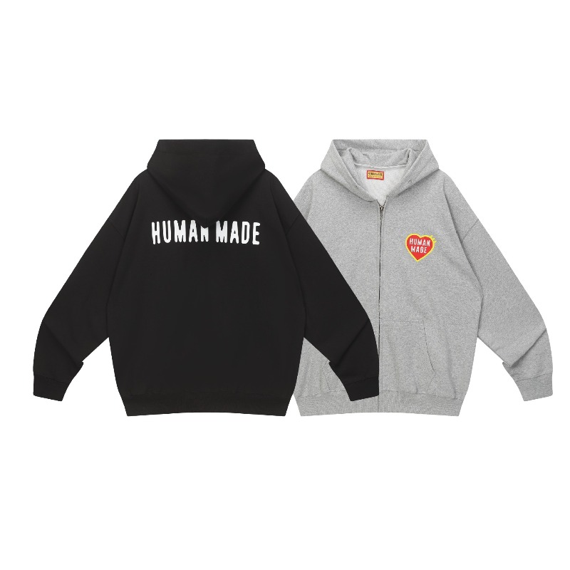 Women'S Fashion Zip Hoodie - เสื้อฮู้ดซิปวินเทจพิมพ์ลายหัวใจทรงโอเวอร์ไซส์สำหรับคู่รัก สไตล์สตรีทแวร์