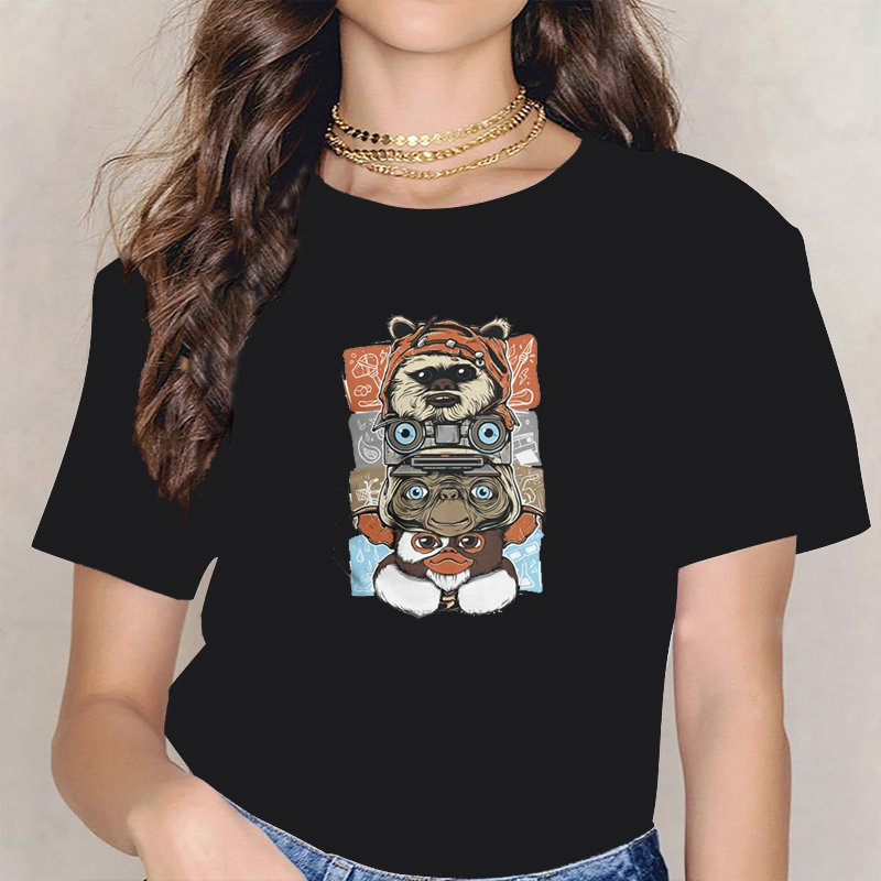 Women'S Fashion In The 80S - เสื้อยืดคอกลมคอกลมแขนสั้นลายหนังคริสมาสต์แนวสยองขวัญ80S Gremlins Gizmo มอนสเตอร์ gremlin