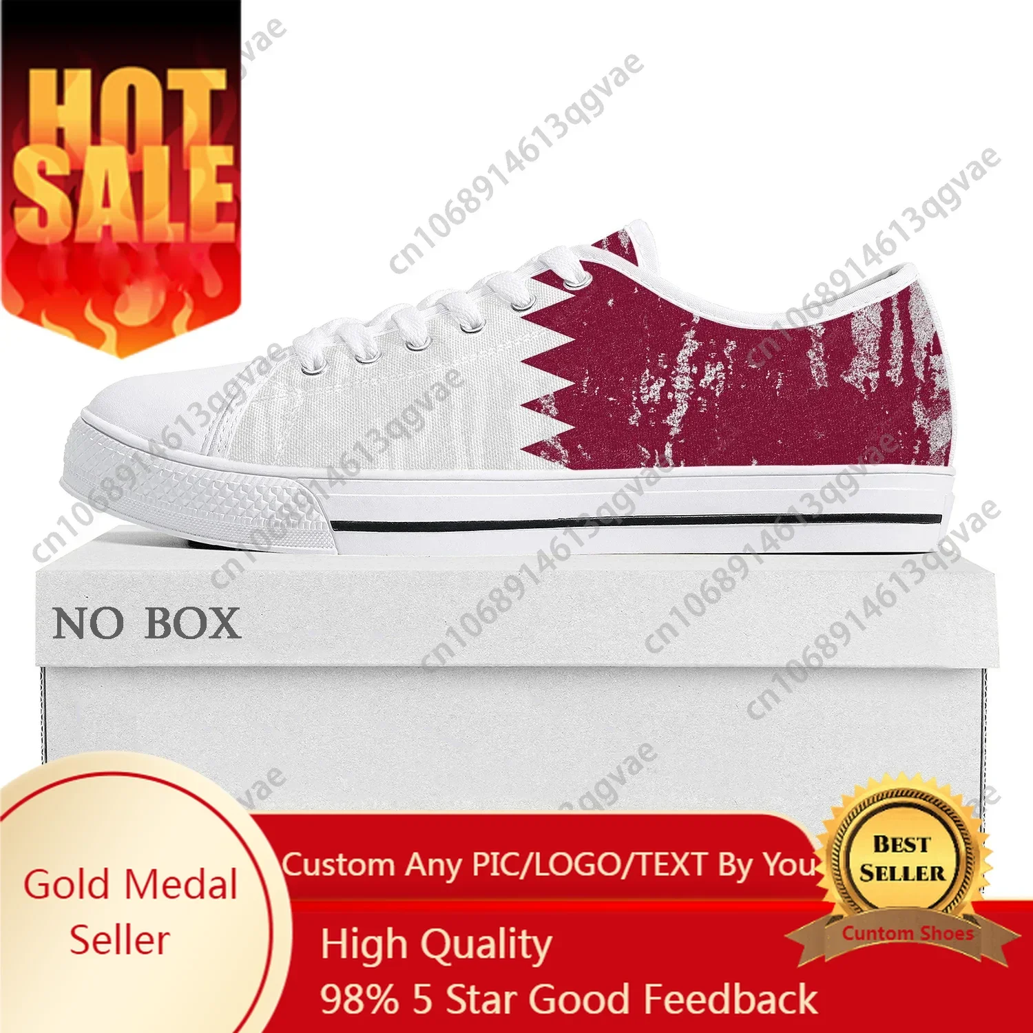Women Fashion Qatar - รองเท้าผ้าใบคุณภาพสูง ลายธงชาติกาตาร์ ทรงเตี้ย สำหรับผู้ชาย ผู้หญิง วัยรุ่น