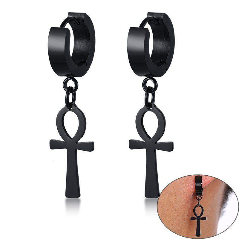 Women Fashion Egypt - WKOUD Mens Ankh Cross อียิปต์คลีโอพัตราต่างหูผู้หญิงเครื่องประดับ Unisex