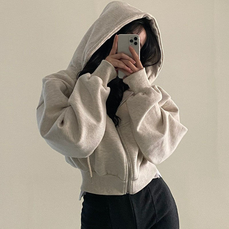 เสื้อฮู้ดซิปแฟชั่นผู้หญิง แขนย - Women'S Fashion Zip Hoodie บทวิจารณ์และราคา