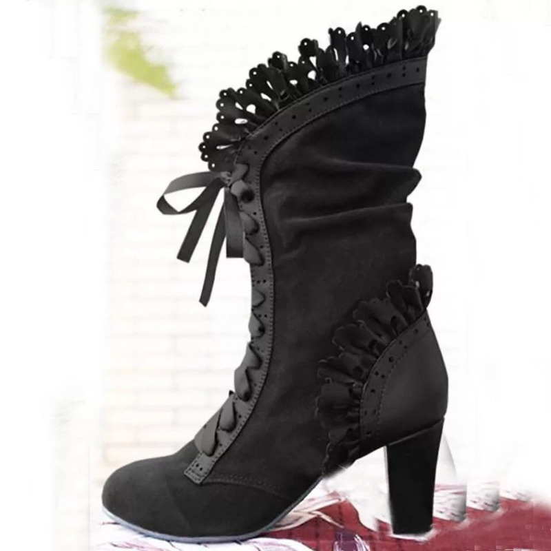 ฤดูหนาวLace Upสุภาพสตรีรองเท้า - Women'S Fashion Victorian บทวิจารณ์และราคา