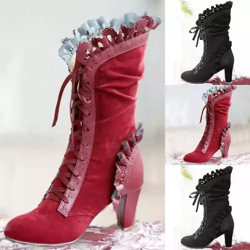 ฤดูหนาวLace Upสุภาพสตรีรองเท้า - Women'S Fashion Victorian บทวิจารณ์และราคา